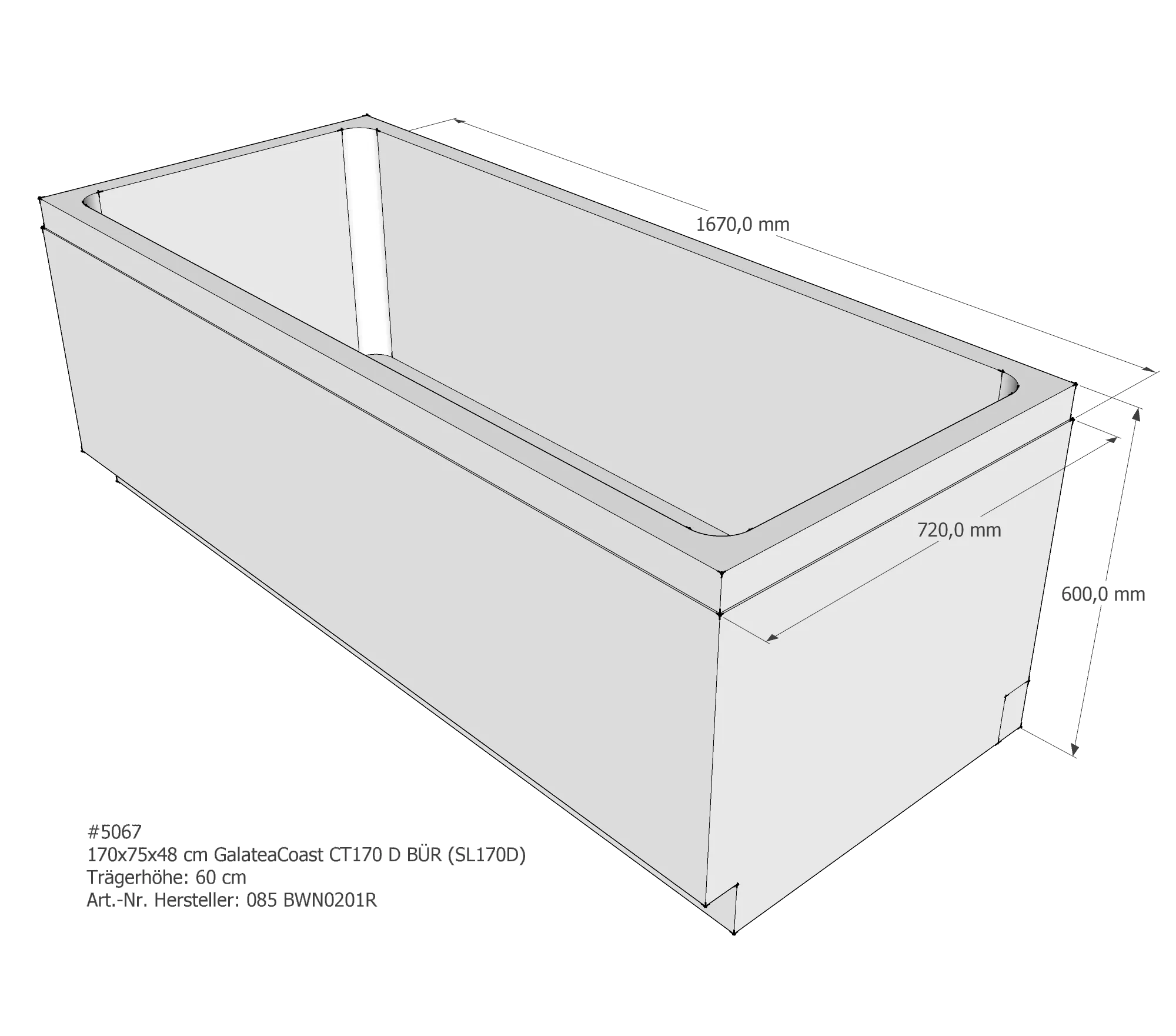 Badewannenträger passend für Galatea CT 170 D 170 × 75 × 48 cm Badewannenträger passend für Galatea CT 170 D 170 × 75 × 48 cm