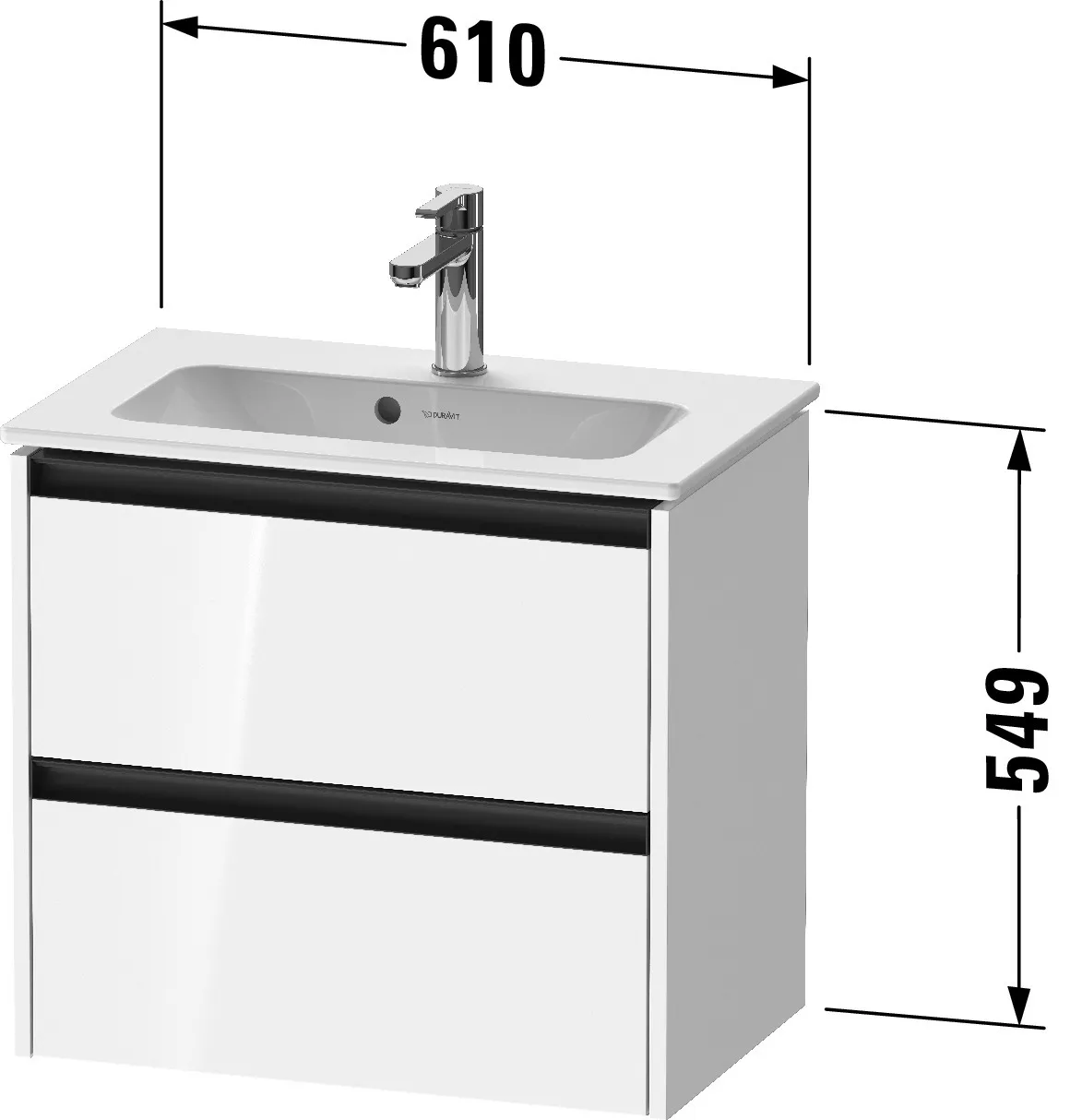 Duravit Waschtischunterschrank wandhängend „Ketho.2“ 61 × 54,9 × 39 cm in Taupe Supermatt