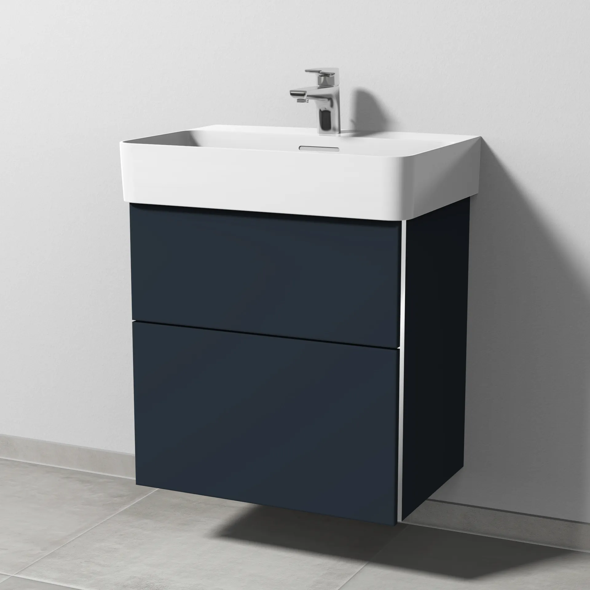 Sanipa Waschtischunterschrank „3way“ passend zu Keramik-Waschtische VAL von Laufen 560 × 588 × 397 mm in Marine (matt)