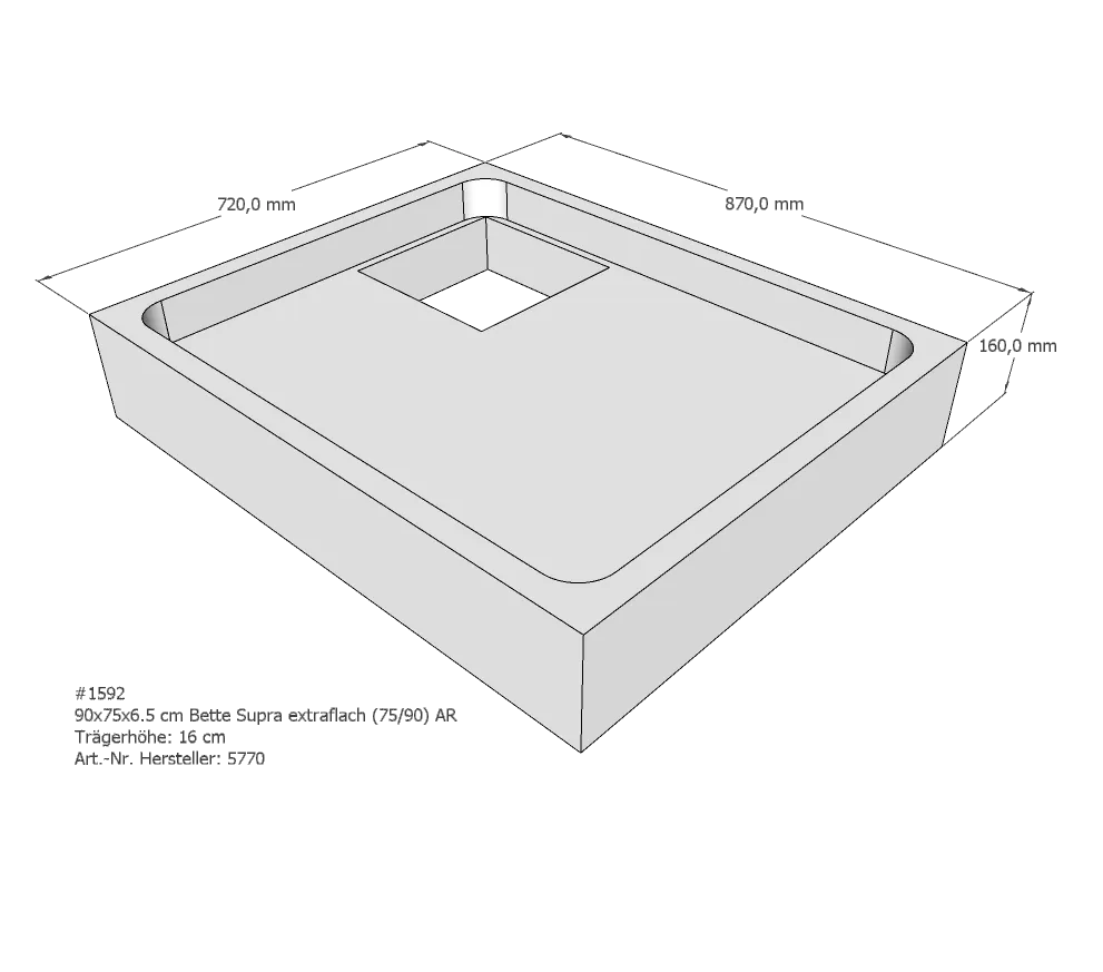 Duschwannenträger passend für Bette BetteSupra 90 × 75 × 6,5 cm