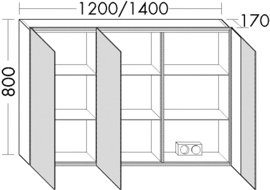 Spiegelschrank RL30 von burgbad - 170x1400x800 mm, beidseitig verspiegelt, indirekte LED-Beleuchtung, Korpus innen Weiß/Anthrazitgrau
