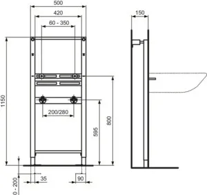 Ideal Standard Vorwand-/Einbauelement für Waschtisch „ProSys“ 115 × 50 × 12 cm Ideal Standard Vorwand-/Einbauelement für Waschtisch „ProSys“ 115 × 50 × 12 cm