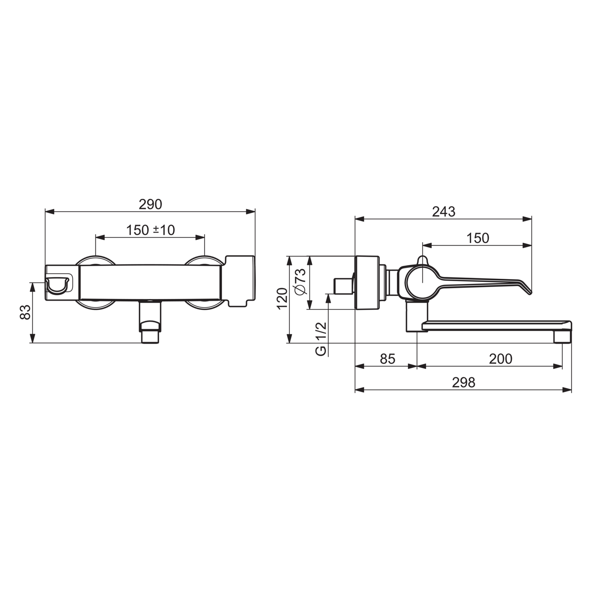Zweihand-Waschtischarmatur Bedienungshebel lang „Clinica“ Ausladung 285 mm in Chrom Zweihand-Waschtischarmatur Bedienungshebel lang „Clinica“ Ausladung 285 mm in Chrom