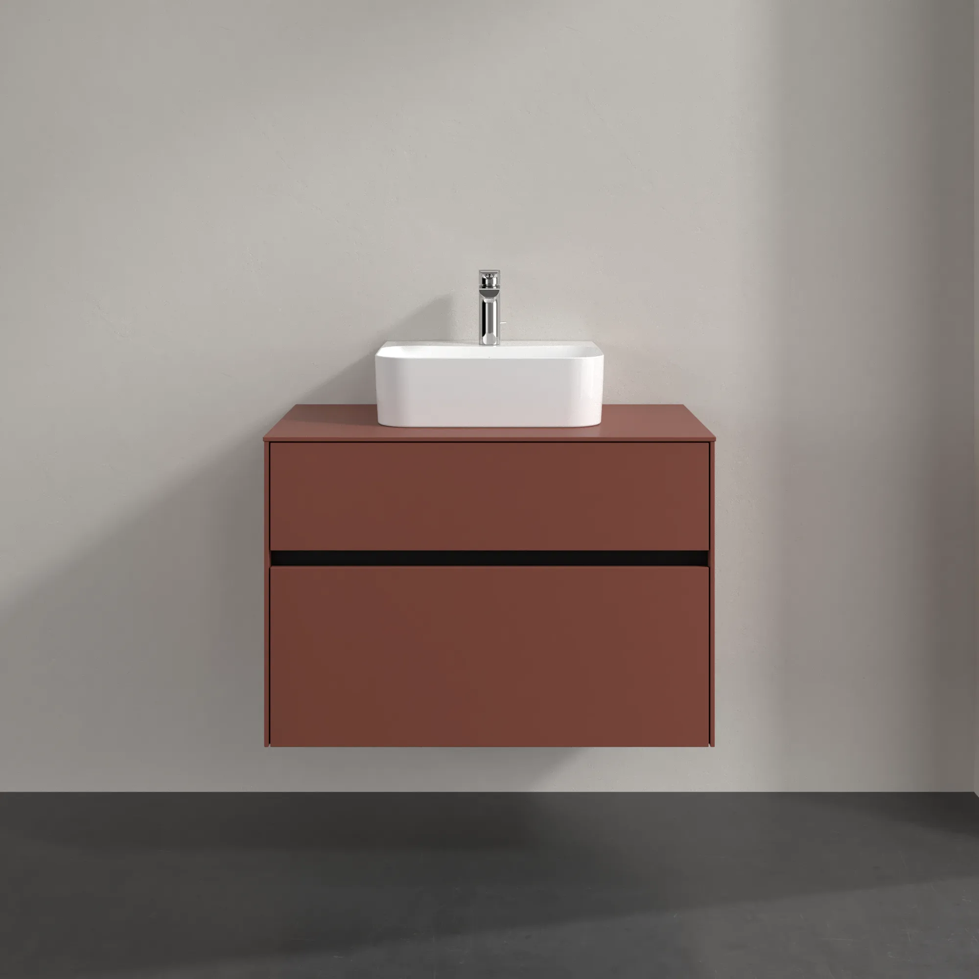 Villeroy & Boch Waschtischunterschrank „Collaro“ 800 × 548 × 500 mm Wine Red, mit Beleuchtung, für Becken mittig Villeroy & Boch Waschtischunterschrank „Collaro“ 800 × 548 × 500 mm Wine Red, mit Beleuchtung, für Becken mittig