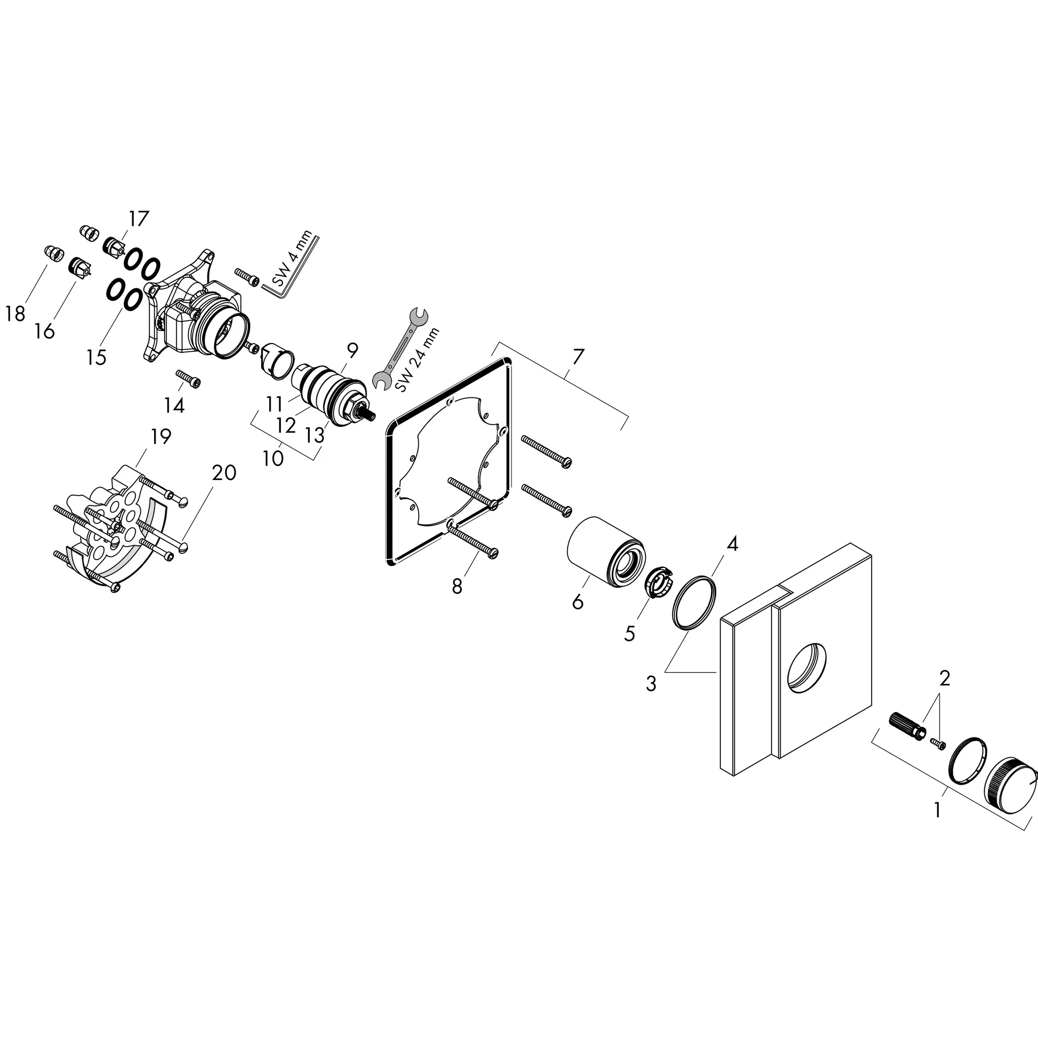 Thermostat Unterputz Axor Edge High Flow Fertigset Diamantschliff chrom Thermostat Unterputz Axor Edge High Flow Fertigset Diamantschliff chrom