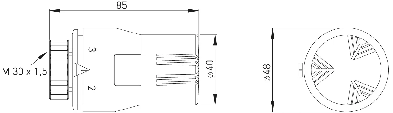 ASW HG-TEC Thermostatkopf fest mit Fühler H 85, Anschlussgewinde M 30 x 1,5 ASW HG-TEC Thermostatkopf fest mit Fühler H 85, Anschlussgewinde M 30 x 1,5