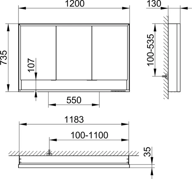 KEUCO Wandvorbau Spiegelschrank mit offenem Ablagefach „Royal Lumos“ in Silber (eloxiert), Aufputz, mit Steckdosen, ohne Spiegelheizung 1200 × 735 × 130 mm KEUCO Wandvorbau Spiegelschrank mit offenem Ablagefach „Royal Lumos“ in Silber (eloxiert), Aufputz, mit Steckdosen, ohne Spiegelheizung 1200 × 735 × 130 mm