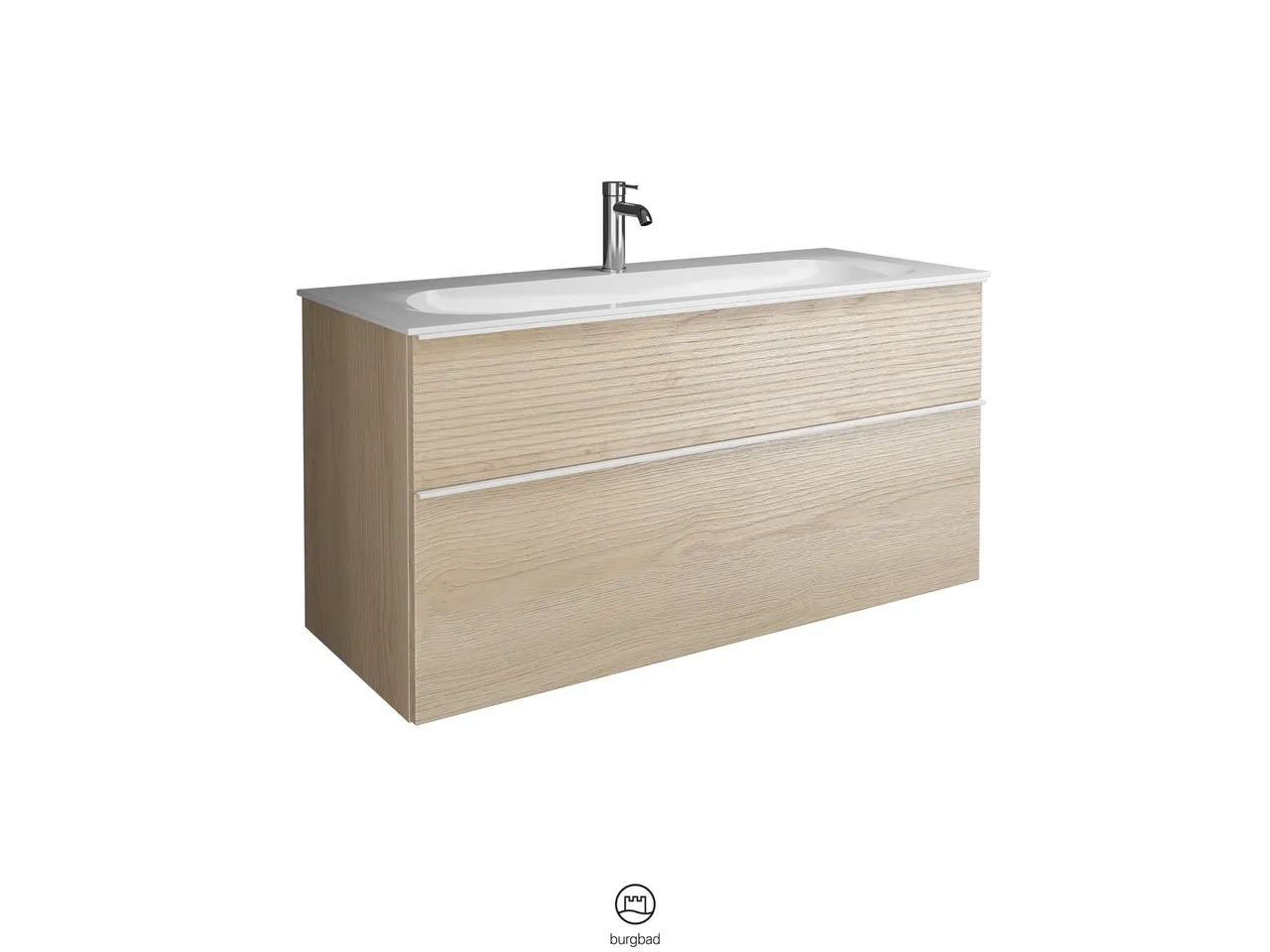 burgbad Badmöbelset „Fiumo“ Griff, Chrom (230 mm), in Eiche Dekor Cashmere