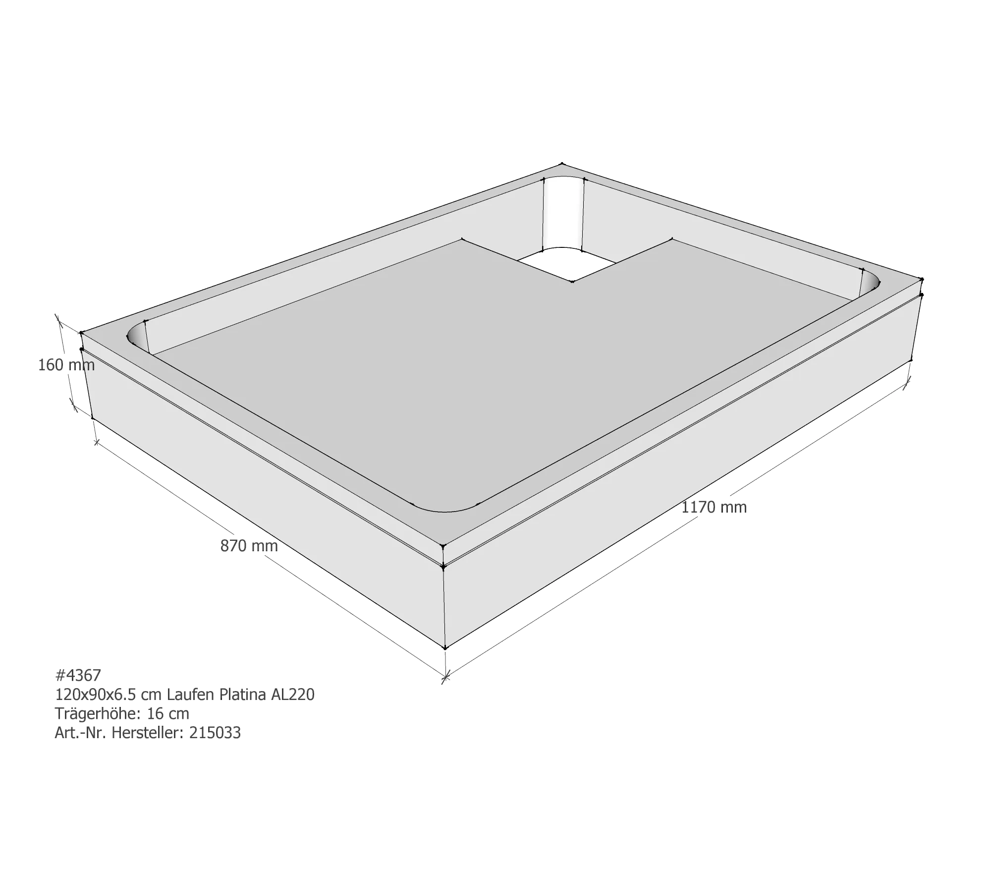 Duschwannenträger passend für Laufen Platina 120 × 90 × 6,5 cm Duschwannenträger passend für Laufen Platina 120 × 90 × 6,5 cm