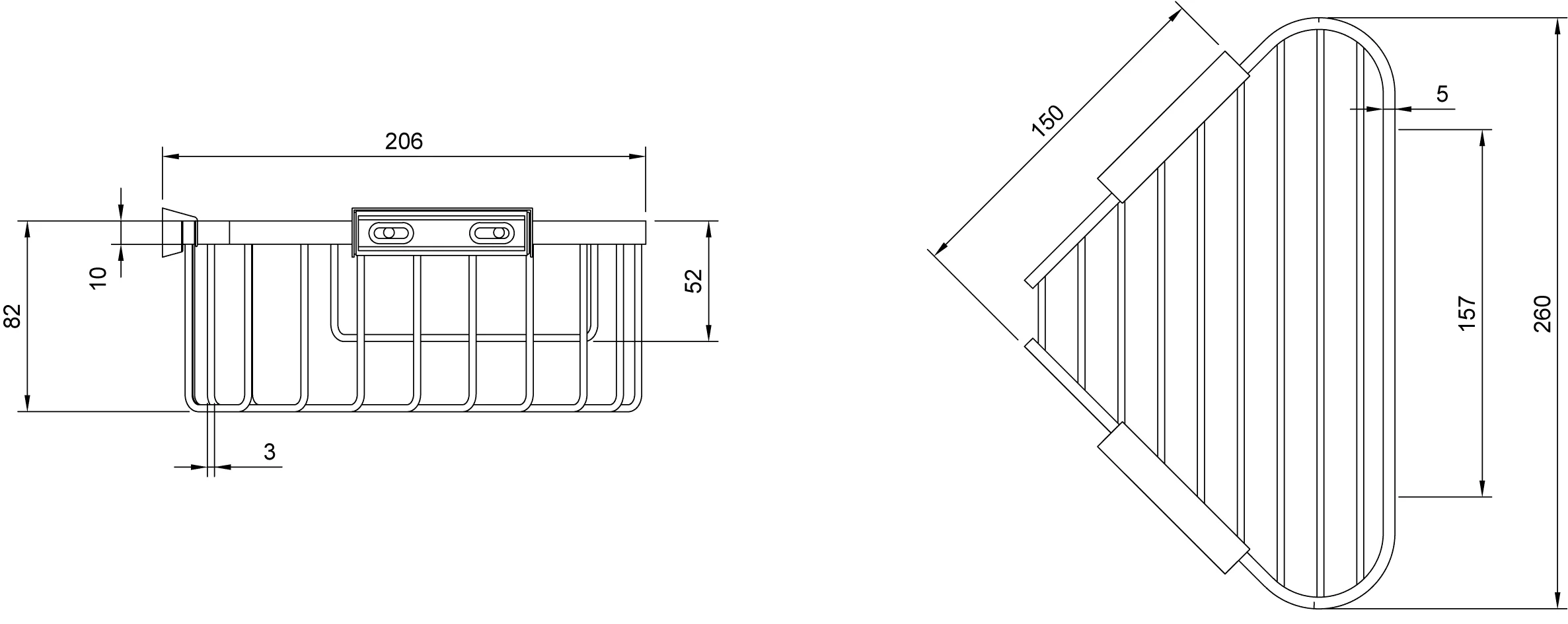 Villeroy & Boch Eck-Duschkorb Elements - Tender TVA151009000, 260x206x82mm, Chrom