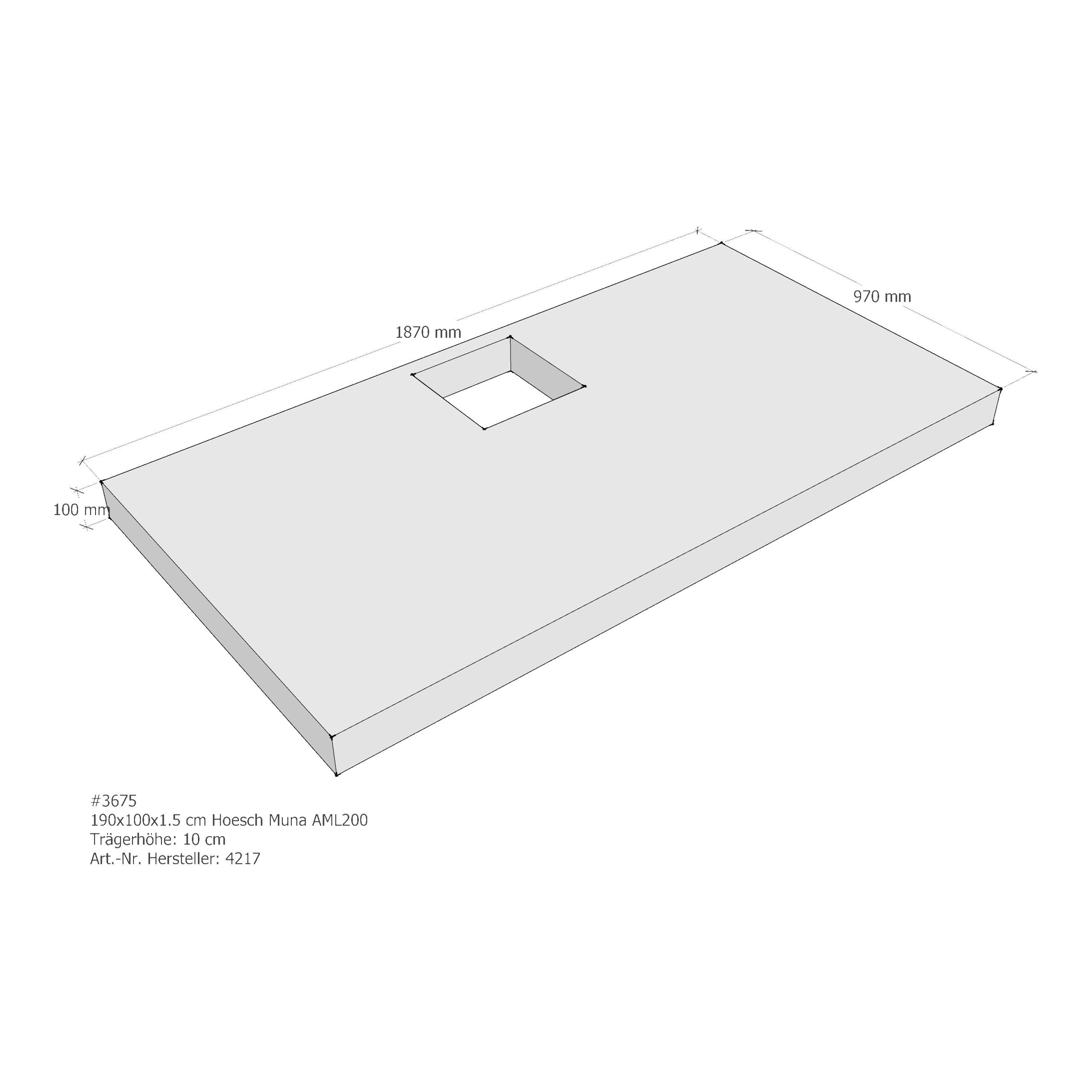 Duschwannenträger für Hoesch Muna 190 × 100 × 1,5 cm Breite: 100 cm / Länge: 190 cm Duschwannenträger für Hoesch Muna 190 × 100 × 1,5 cm Breite: 100 cm / Länge: 190 cm