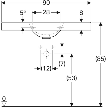 Wandwaschtisch mit Ablagefläche „Preciosa II“, rechteckig 90 × 50 cm in weiß alpin Wandwaschtisch mit Ablagefläche „Preciosa II“, rechteckig 90 × 50 cm in weiß alpin