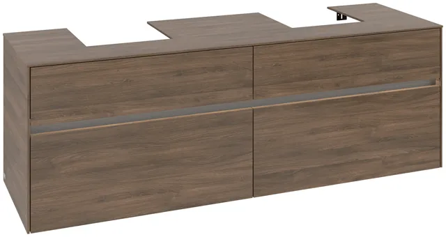 Villeroy & Boch Waschtischunterschrank „Collaro“ 1600 × 548 × 500 mm Arizona Oak, mit Beleuchtung, für links und rechts