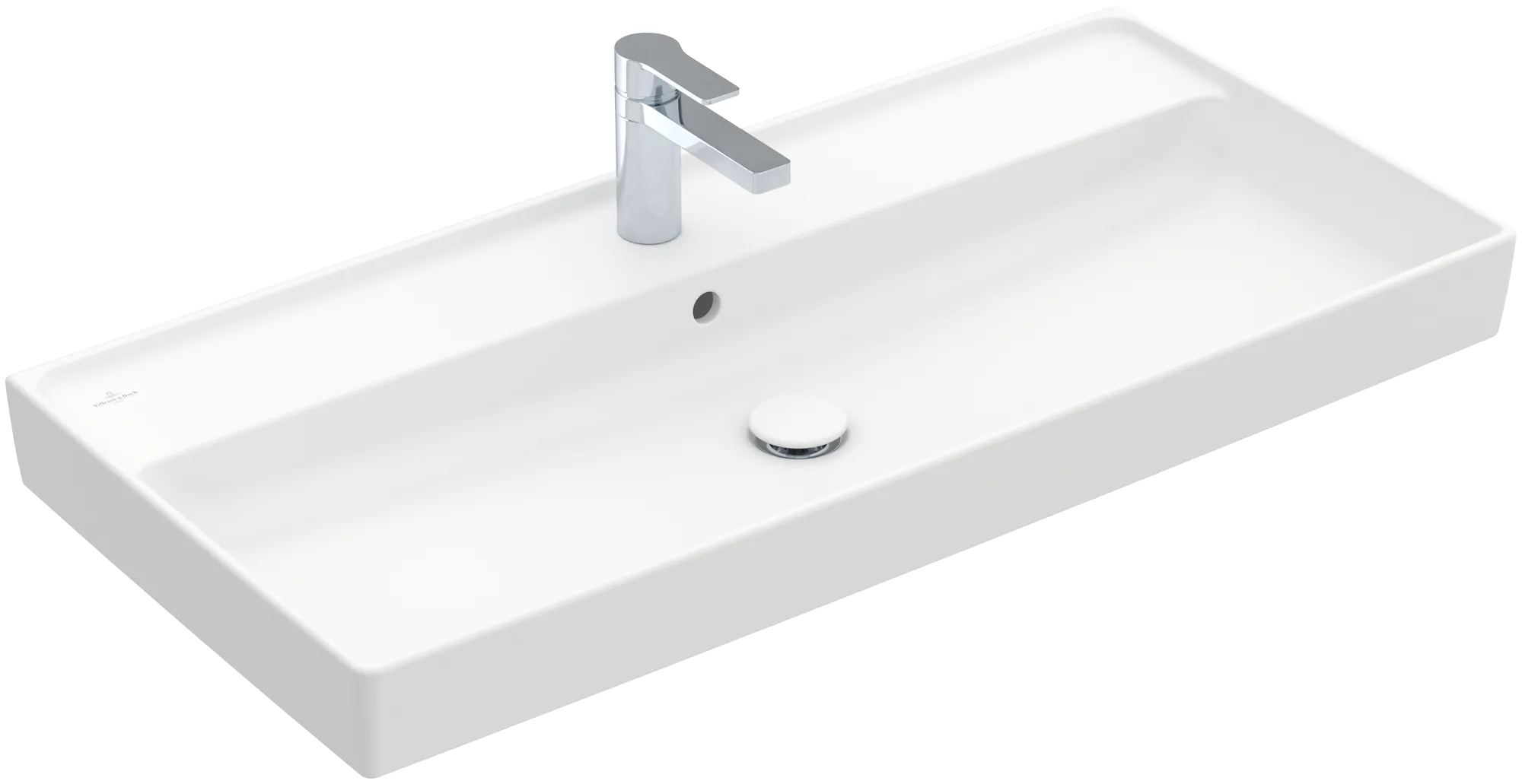 Villeroy & Boch Schrankwaschtisch aus TitanCeram geschliffen „Collaro“ 1000 × 470 × 160 mm, mit Hahnlochbohrung, Hahnlochposition mittig in Stone White