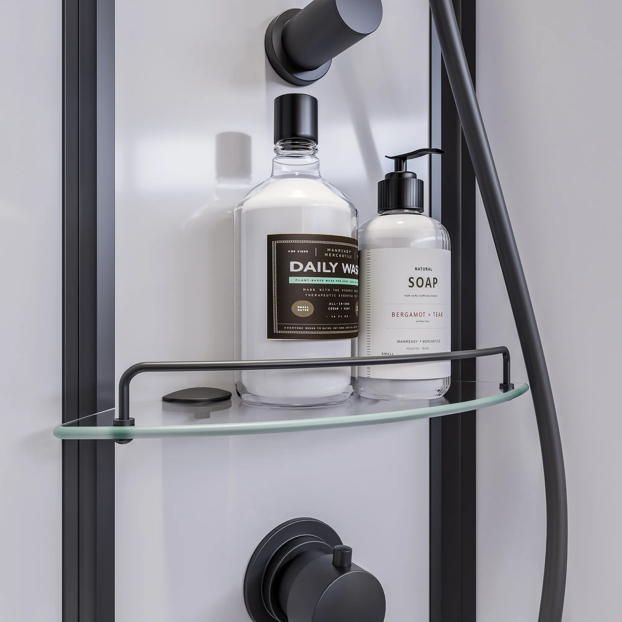 Breuer Komplettdusche BR 200 – Schwarz matt, 900 × 900 mm, Höhe ca. 2015 mm (Montagehöhe 2040 mm), Einbautiefe 135 mm