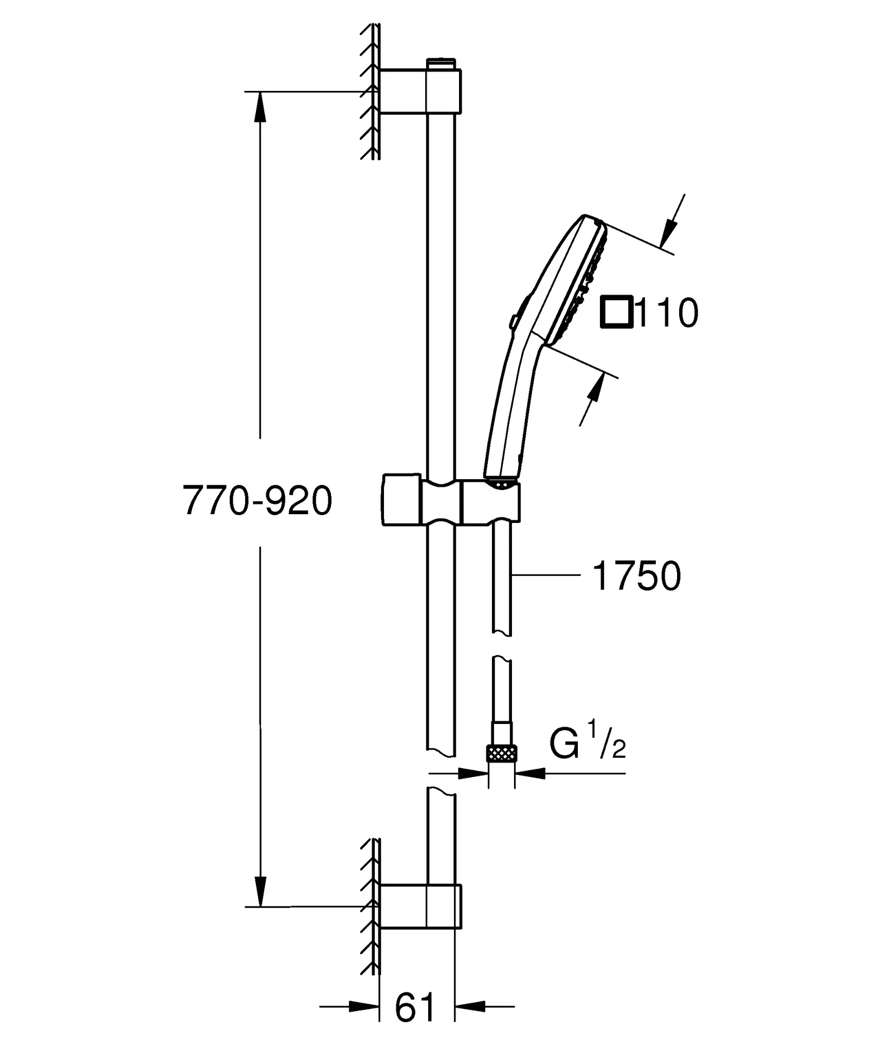 Grohe Tempesta Cube 110 Brausestangenset 2 Strahlarten Rain Jet Grohe Tempesta Cube 110 Brausestangenset 2 Strahlarten Rain Jet