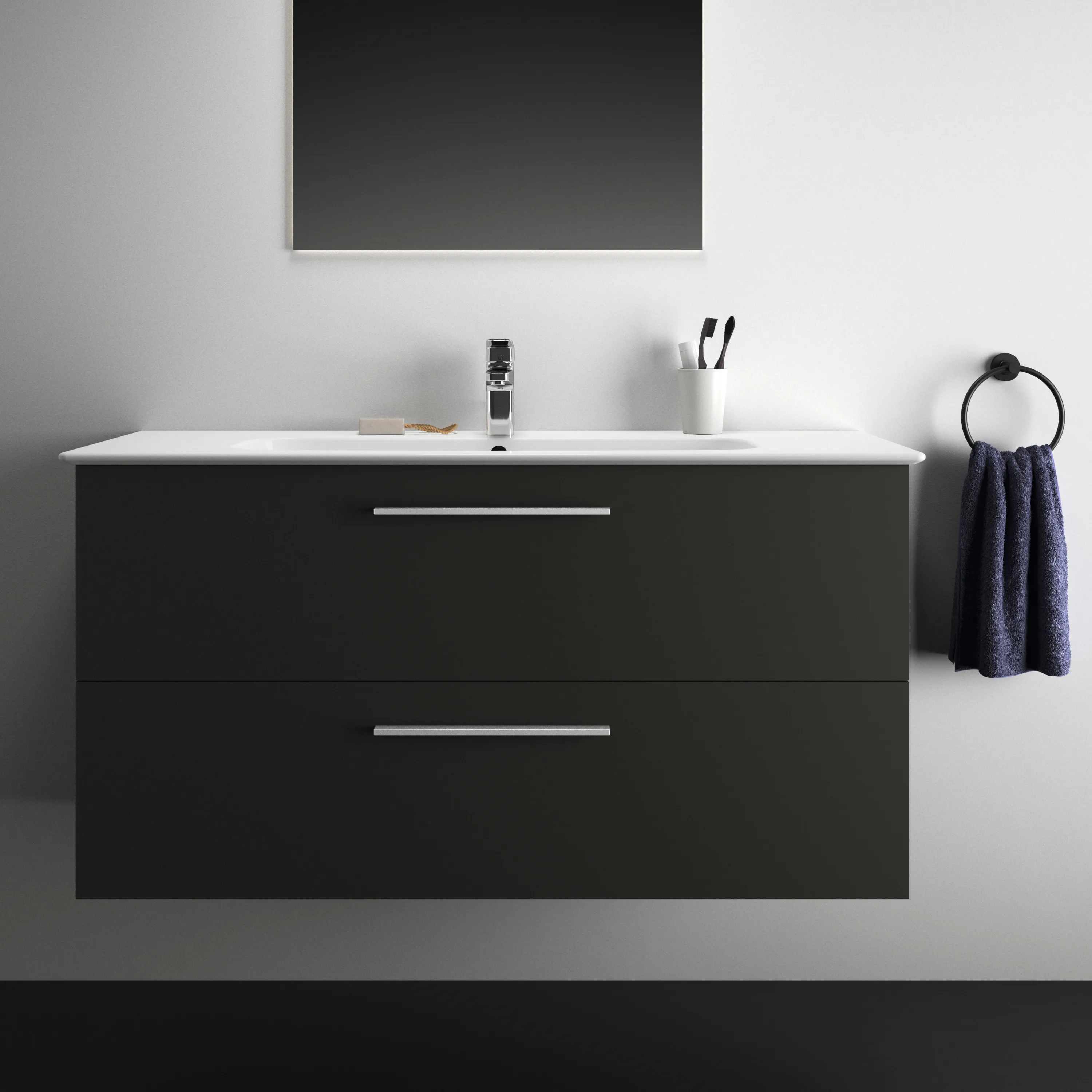 Möbelpaket i.life A mit Waschtisch 120cm und Unterschrank mit chrom Griff Weiß matt Möbelpaket i.life A mit Waschtisch 120cm und Unterschrank mit chrom Griff Weiß matt