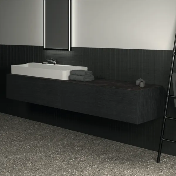 Ideal Standard Waschtischunterschrank „Conca“ 238,5 × 36 × 50,5 cm Eiche geflammt Furnier Ideal Standard Waschtischunterschrank „Conca“ 238,5 × 36 × 50,5 cm Eiche geflammt Furnier