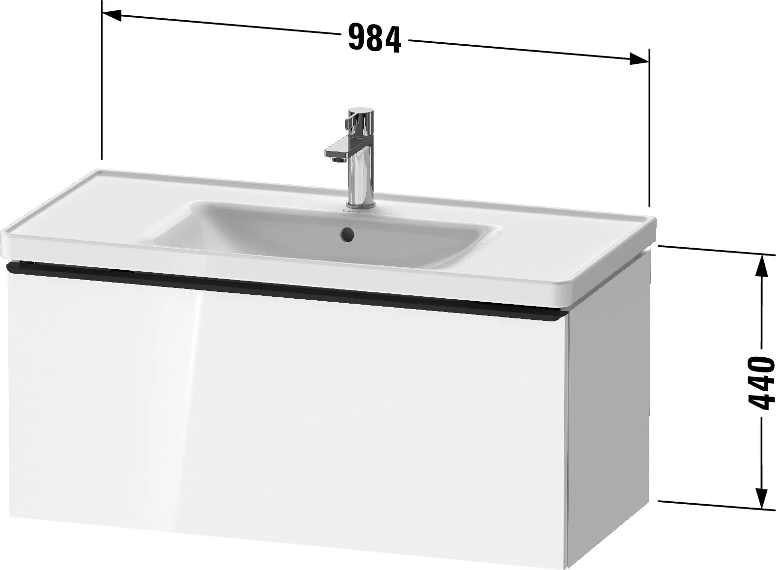 Duravit Waschtischunterschrank wandhängend „D-Neo“ 98,4 × 44 × 45,2 cm Basalt Matt