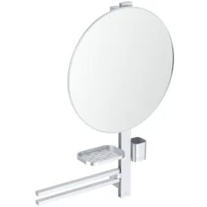 Beauty Bar Accessoires-Kombination Alu+ L800 mit Spiegel Durchmesser 500mm Rose