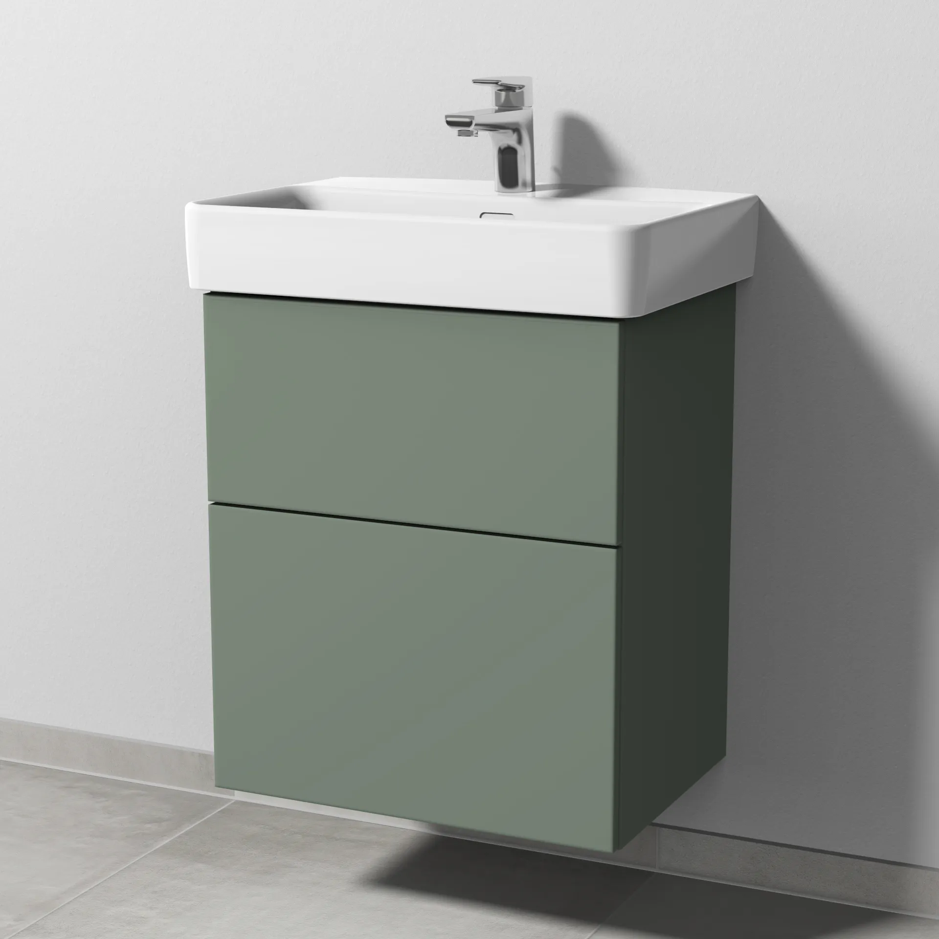 Sanipa Waschtischunterschrank „3way“ passend zu Keramik-Waschtische Pro S von 500 × 593 × 362 mm in Soft-Green