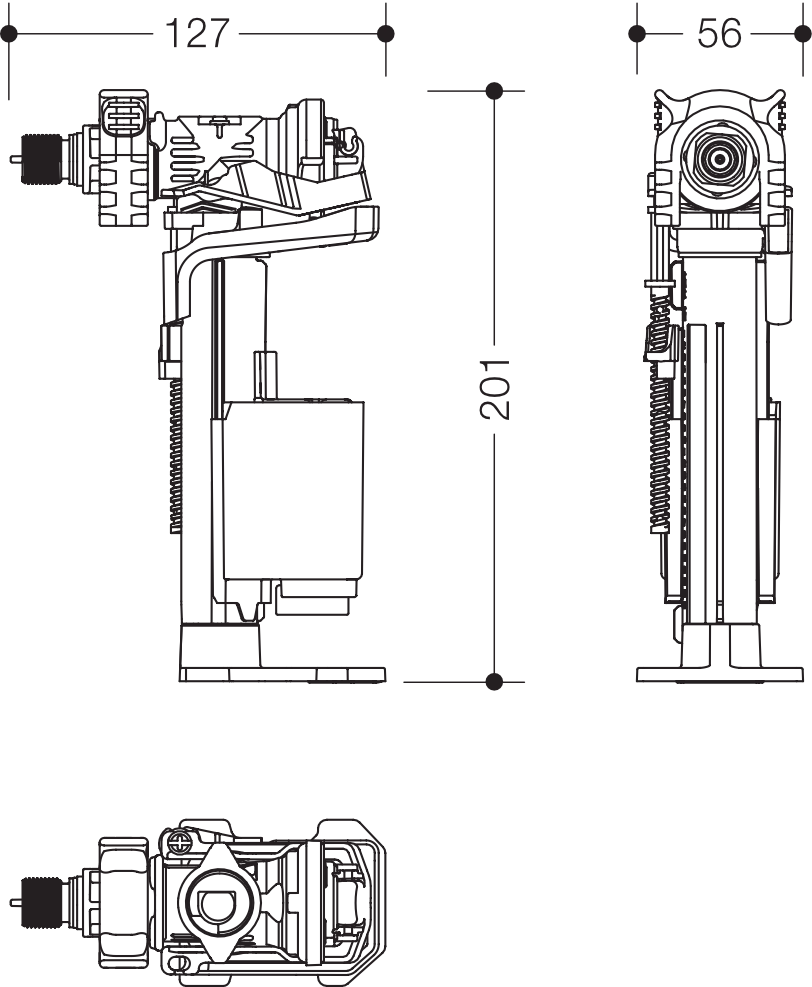 Einlassventil Spülkasten des Systems S 50, für Spülkasten der höhenverstellbaren WC-Module S50.02...