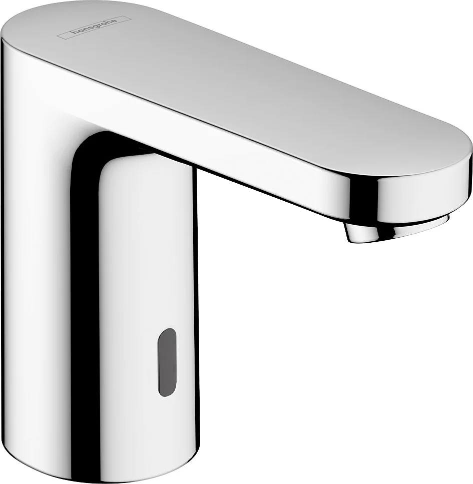 Hansgrohe Vernis Blend Elektronik-Waschtischmischer Kaltwasser Batteriebetrieb Chrom Ausladung 112 mm Normalstrahl schwenkbarer Strahlformer max. Durchfluss 5 l/min Infrarot-Näherungselektronik Hygienespülung einstellbar