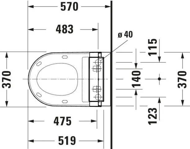 Duravit Wand-WC ME by Starck, 570 mm, weiß Hochglanz, rimless, Durafix, SensoWash-kompatibel Duravit Wand-WC ME by Starck, 570 mm, weiß Hochglanz, rimless, Durafix, SensoWash-kompatibel