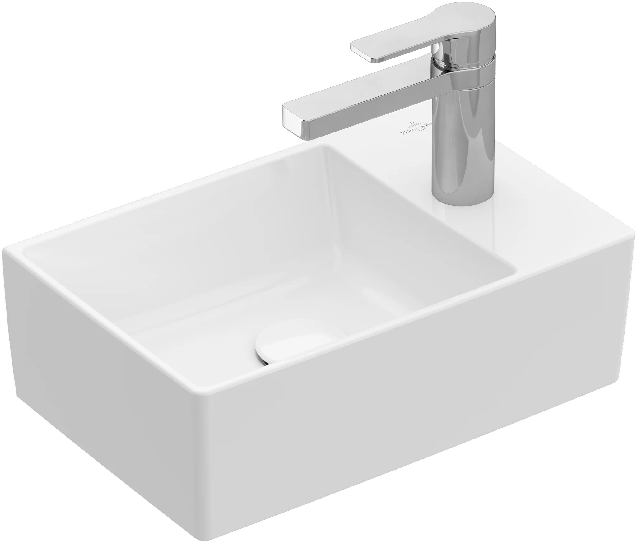 Villeroy & Boch Handwaschbecken Memento 2.0 43234G, 400 x 260 mm, Rechteck, TitanCeram, Weiß Alpin