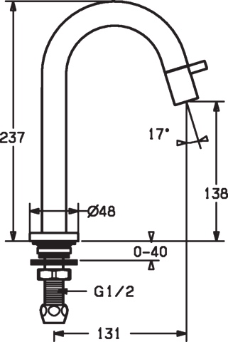 HA Einhebelmischer Waschtischbatterie HANSANOVA Style 5091 Ausladung 131 mm DN15 Chrom