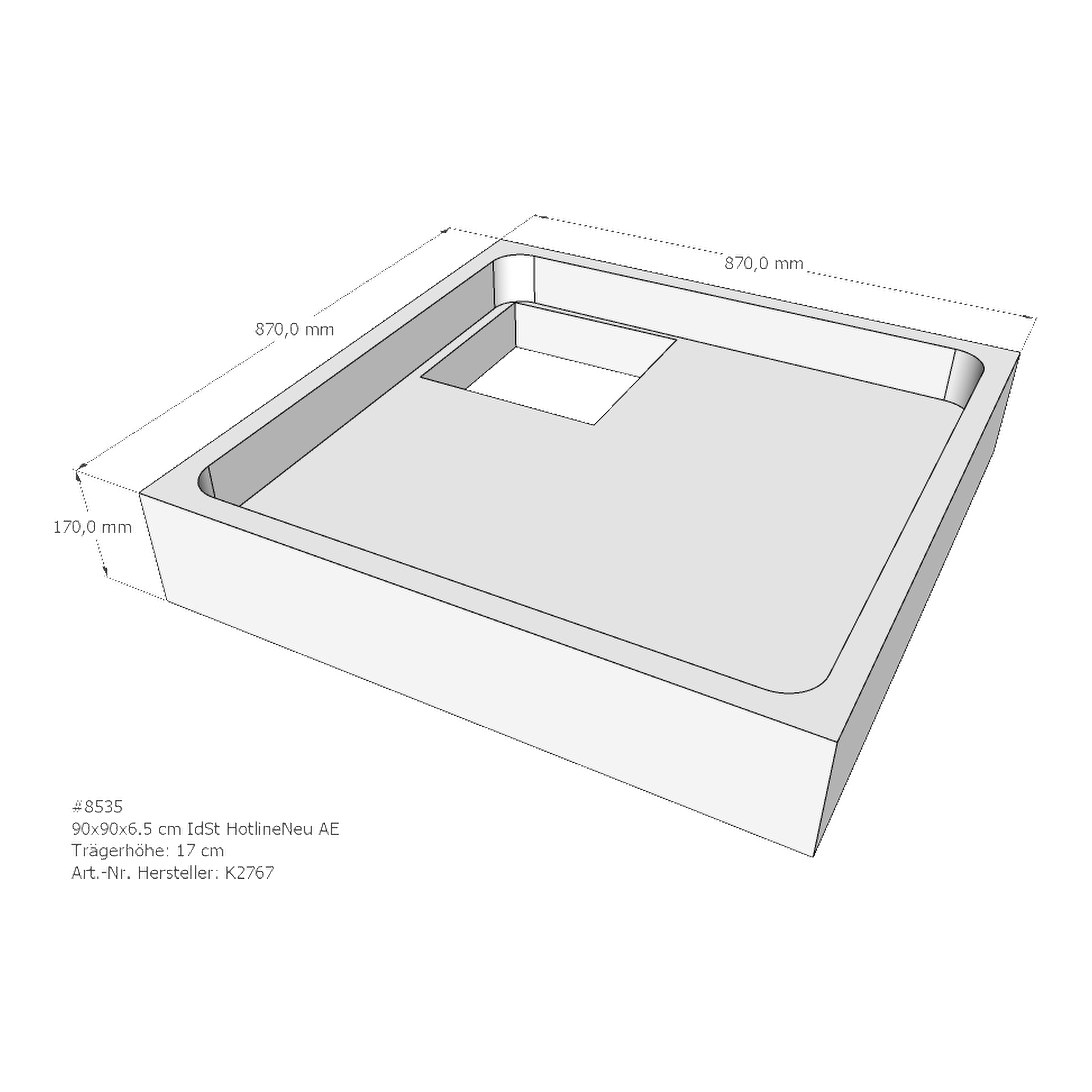 Duschwannenträger für Ideal Standard HotlineNeu 90 × 90 × 6,5 cm Duschwannenträger für Ideal Standard HotlineNeu 90 × 90 × 6,5 cm