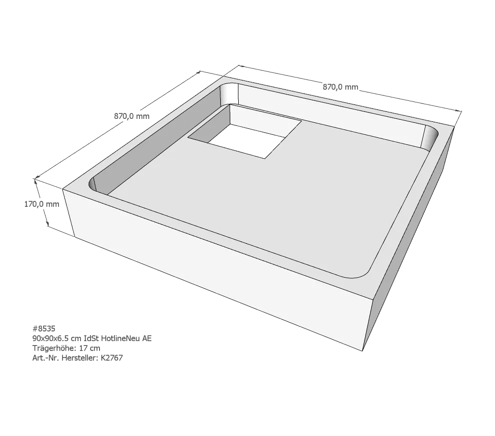 Duschwannenträger für Ideal Standard HotlineNeu 90 × 90 × 6,5 cm Duschwannenträger für Ideal Standard HotlineNeu 90 × 90 × 6,5 cm