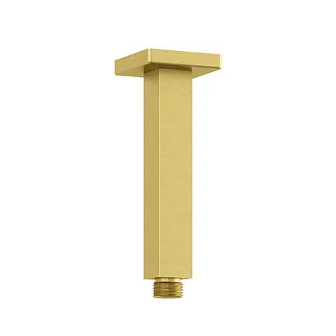 Kludi A-QA Deckenauslass 150 mm, eckig, Brushed Gold – Wand-Brausearm 250 mm DN 15, G 1/2 Zoll, für Kopfbrausen mit Schubrosette