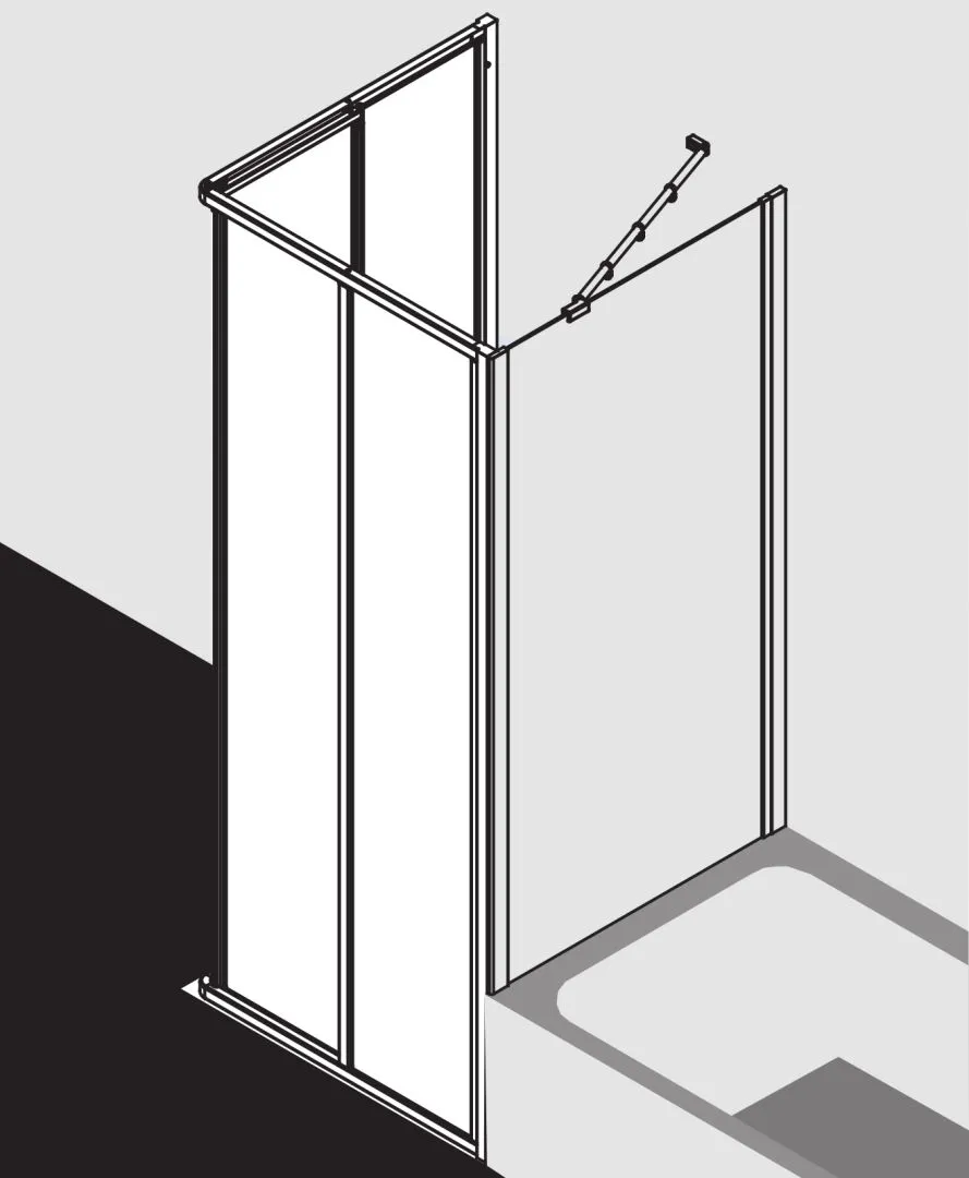 Kermi Duschtür mit Schiebetüren Eckeinstieg 2-teilig (Gleittüren)-Halbteil für Nische und Ecke „IBIZA 2000“ 185 cm Glas Klar, Profile Weiß (RAL 9016), Anschlag links und rechts, Schiebetür zweiteilig
