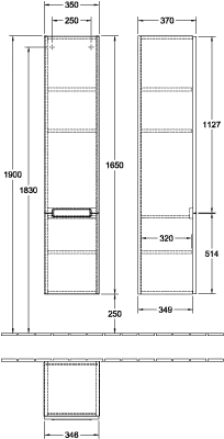 Villeroy & Boch Hochschrank „Subway 2.0“ 35 × 165 × 37 × 37 cm, Anschlag links, ohne Beleuchtung