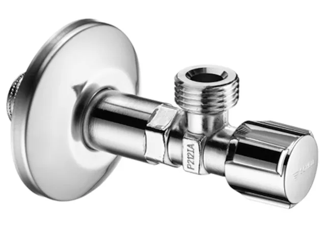 Eckventil mit Regulierfunktion COMFORT, COMFORT-Griff, Schubrosette Ø 63 mm, DN 15 G 1/2 AG, DN 15 G 1/2 AG, chrom