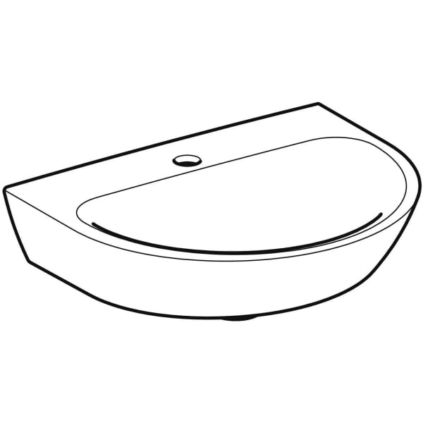 Wandwaschtisch „Renova“, ohne Überlauf, Hahnlochposition mittig 50 × 40 cm in weiß alpin