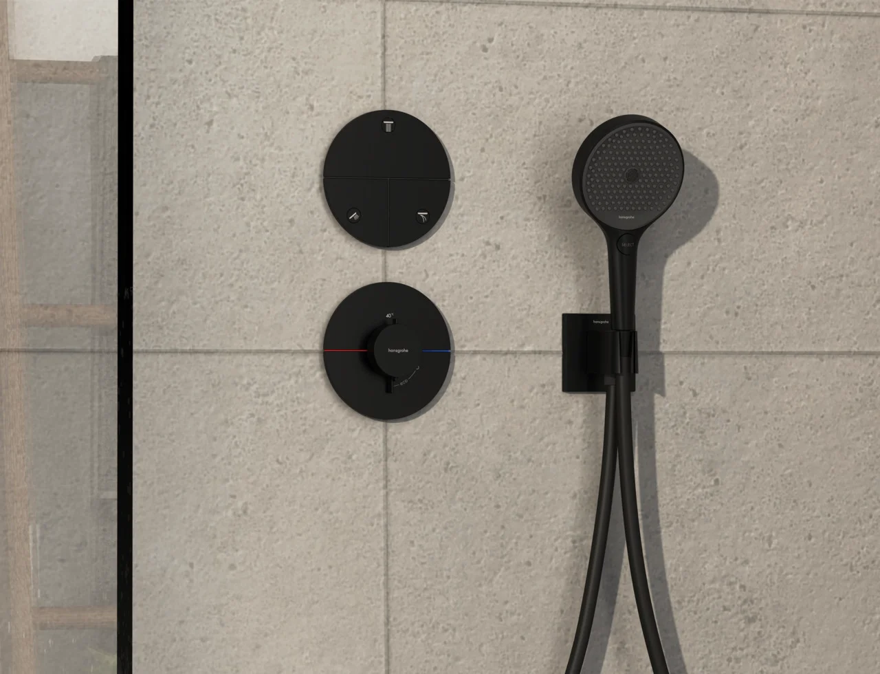Hansgrohe ShowerSelect Comfort S Absperrventil Unterputz, 3 Verbraucher, mattschwarz Hansgrohe ShowerSelect Comfort S Absperrventil Unterputz, 3 Verbraucher, mattschwarz