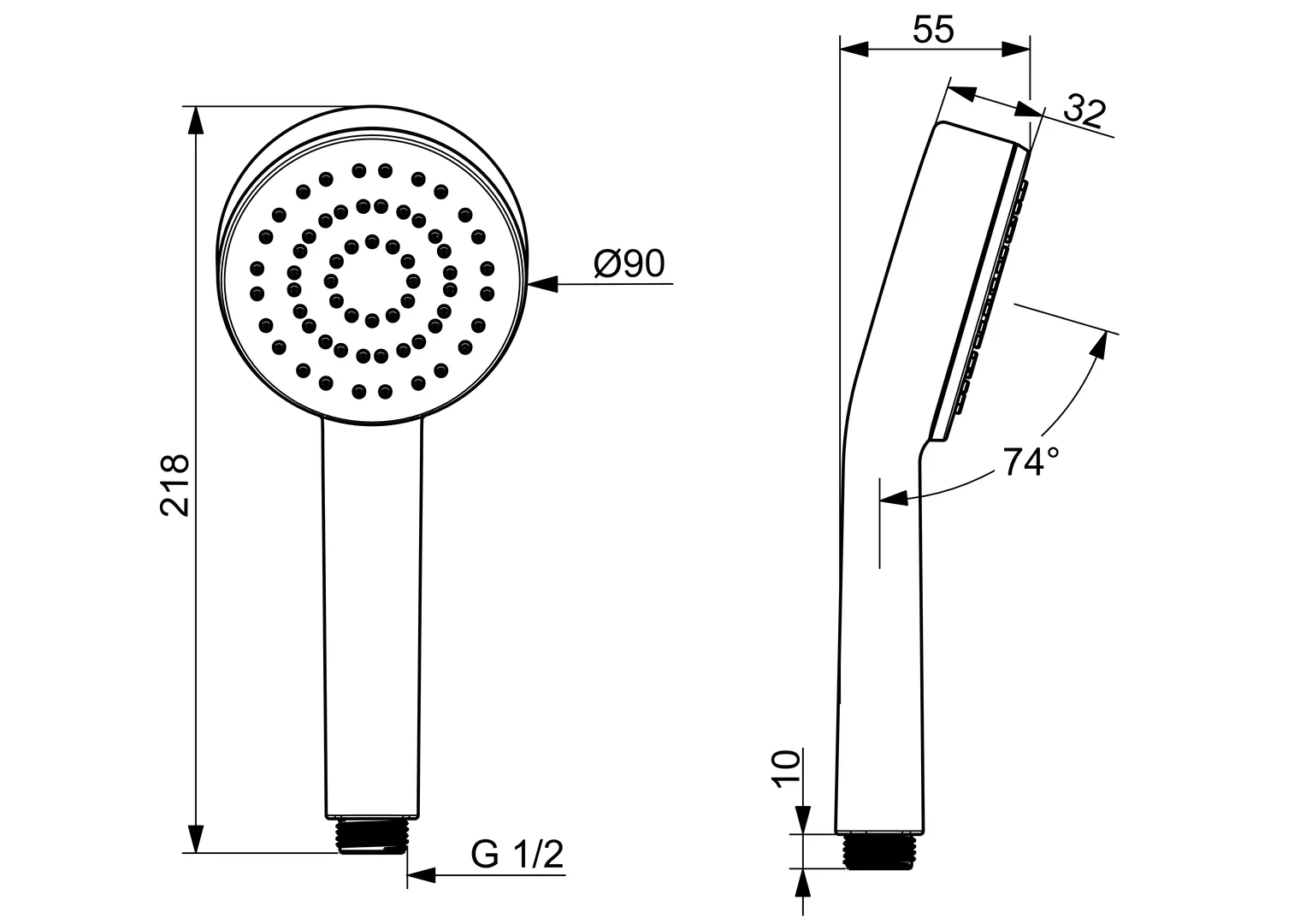 HansaBASIC Handbrause HansaBASIC 5561 1-strahlig Chrom