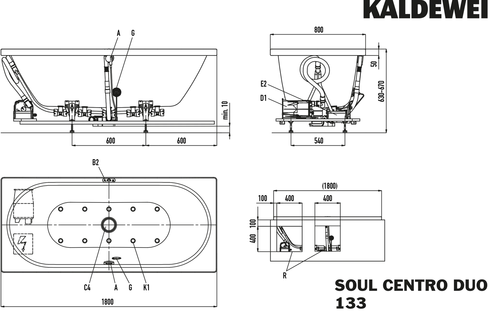 Kaldewei Whirlwanne „Centro Duo“ rechteck 180 × 80 cm, rechts mit Airmassage Soul, in alpinweiß Kaldewei Whirlwanne „Centro Duo“ rechteck 180 × 80 cm, rechts mit Airmassage Soul, in alpinweiß