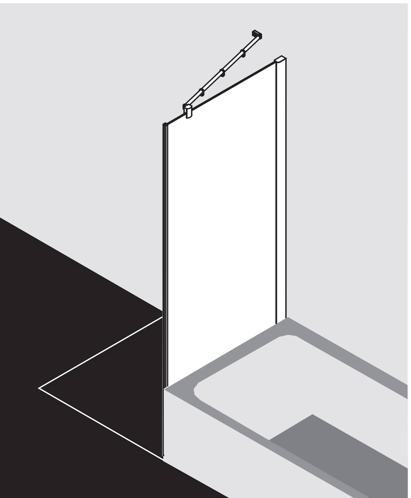 Kermi verkürzte Seitenwand neben Badewanne für Ecke „PASA XP“ Glas Klar, Profile Silber Mattglanz, BV: 970 - 1000 mm WE: 980 - 1010 mm H: 1600 mm Kermi verkürzte Seitenwand neben Badewanne für Ecke „PASA XP“ Glas Klar, Profile Silber Mattglanz, BV: 970 - 1000 mm WE: 980 - 1010 mm H: 1600 mm