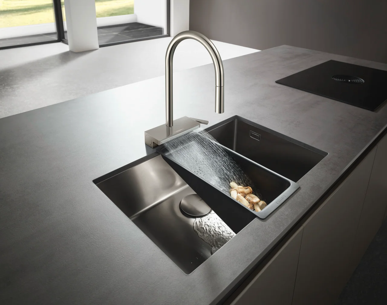 Hansgrohe Aquno Select M81 - Einhebel-Küchenmischer mit Ausziehbrause, Edelstahl-Optik, ComfortZone 170, 3 Strahlarten, sBox-Schlauchführung, Hahnlochbohrung 35 mm Hansgrohe Aquno Select M81 - Einhebel-Küchenmischer mit Ausziehbrause, Edelstahl-Optik, ComfortZone 170, 3 Strahlarten, sBox-Schlauchführung, Hahnlochbohrung 35 mm