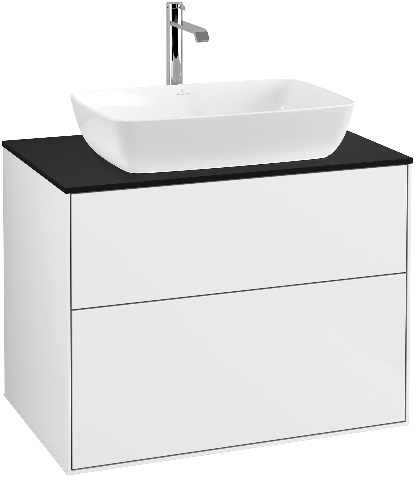 Villeroy & Boch Finion Waschbeckenunterschrank F75 800x603x501mm Glossy White Lacquer / Glass Black Matt Villeroy & Boch Finion Waschbeckenunterschrank F75 800x603x501mm Glossy White Lacquer / Glass Black Matt