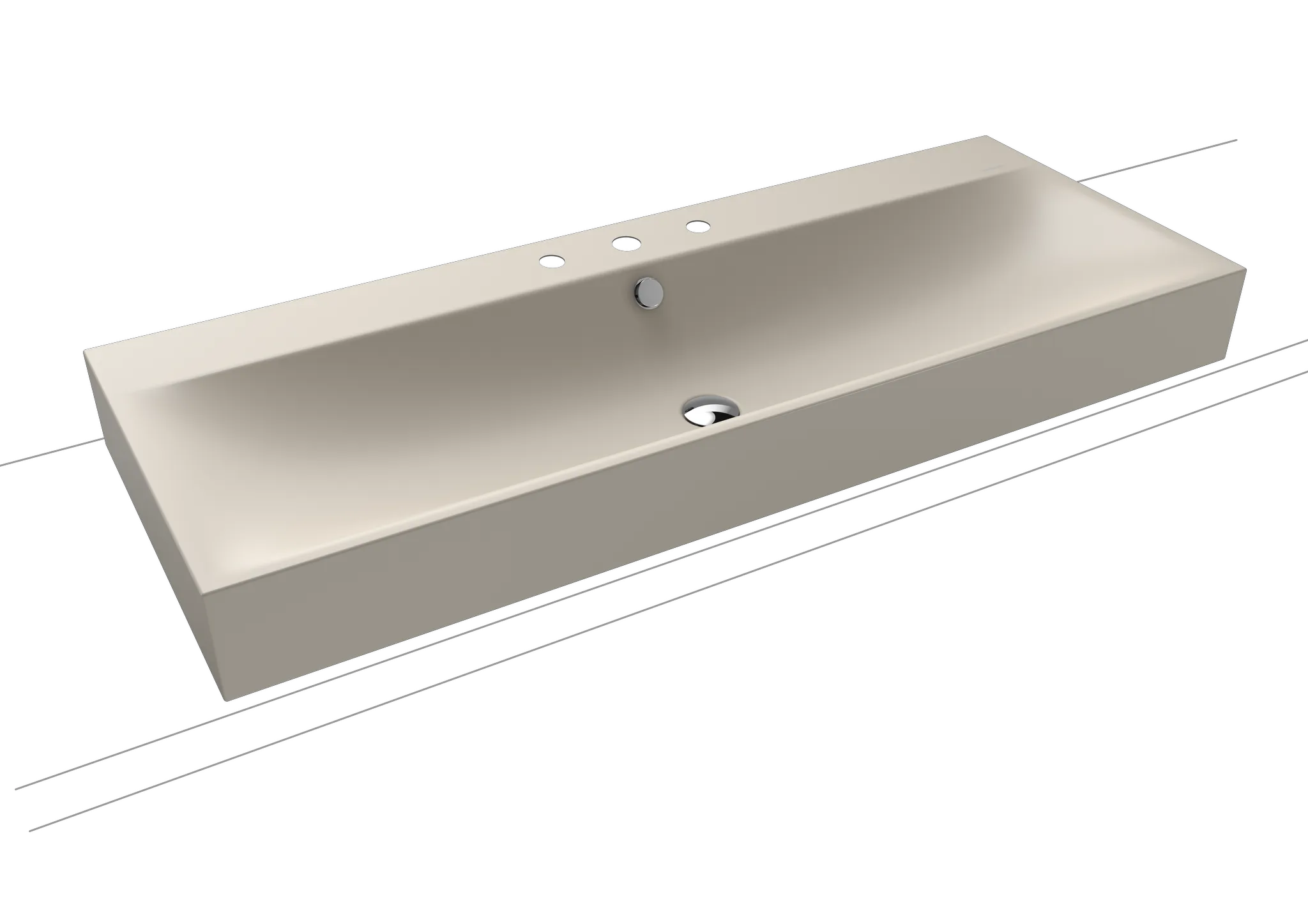 Doppelwaschtisch „Silenio“ 120 × 46 cm, ohne Hahnlochbohrung in warm grey 10, mit Perl-Effekt