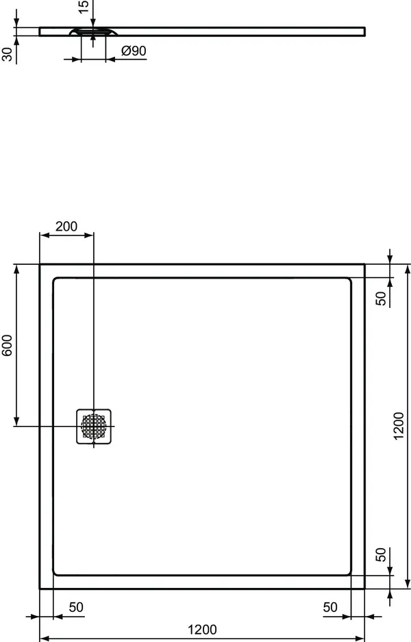 Ideal Standard Duschwanne „UltraFlatS“ 120 × 120 cm in Carraraweiß