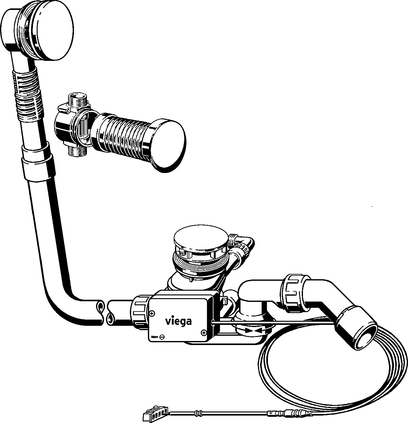 Viega Ab- und Überlaufgarnitur mit Zulauffunktion Modell 6148.1 „Multiplex Trio“ in DN40 / 50 Kunststoff verchromt 11 cm