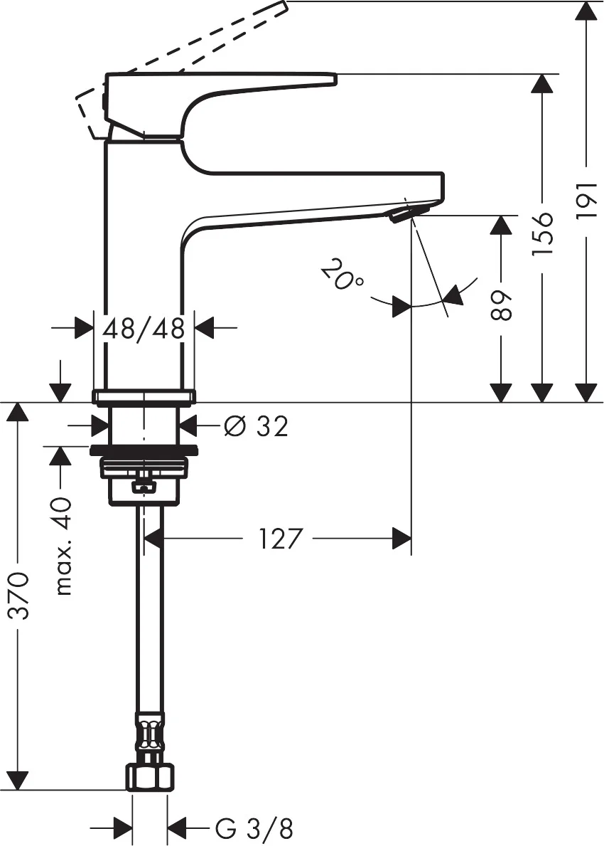 Hansgrohe Metropol Standventil 100 chrom, Hebelgriff, DN15, Ausladung 127 mm, Auslaufhöhe 89 mm