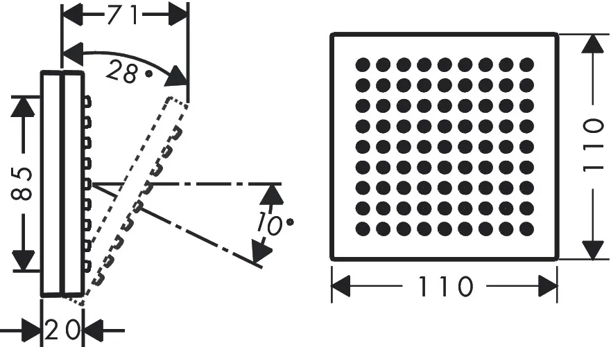 AXOR ShowerComposition Schulterbrause 110/110 1jet Chrom AXOR ShowerComposition Schulterbrause 110/110 1jet Chrom