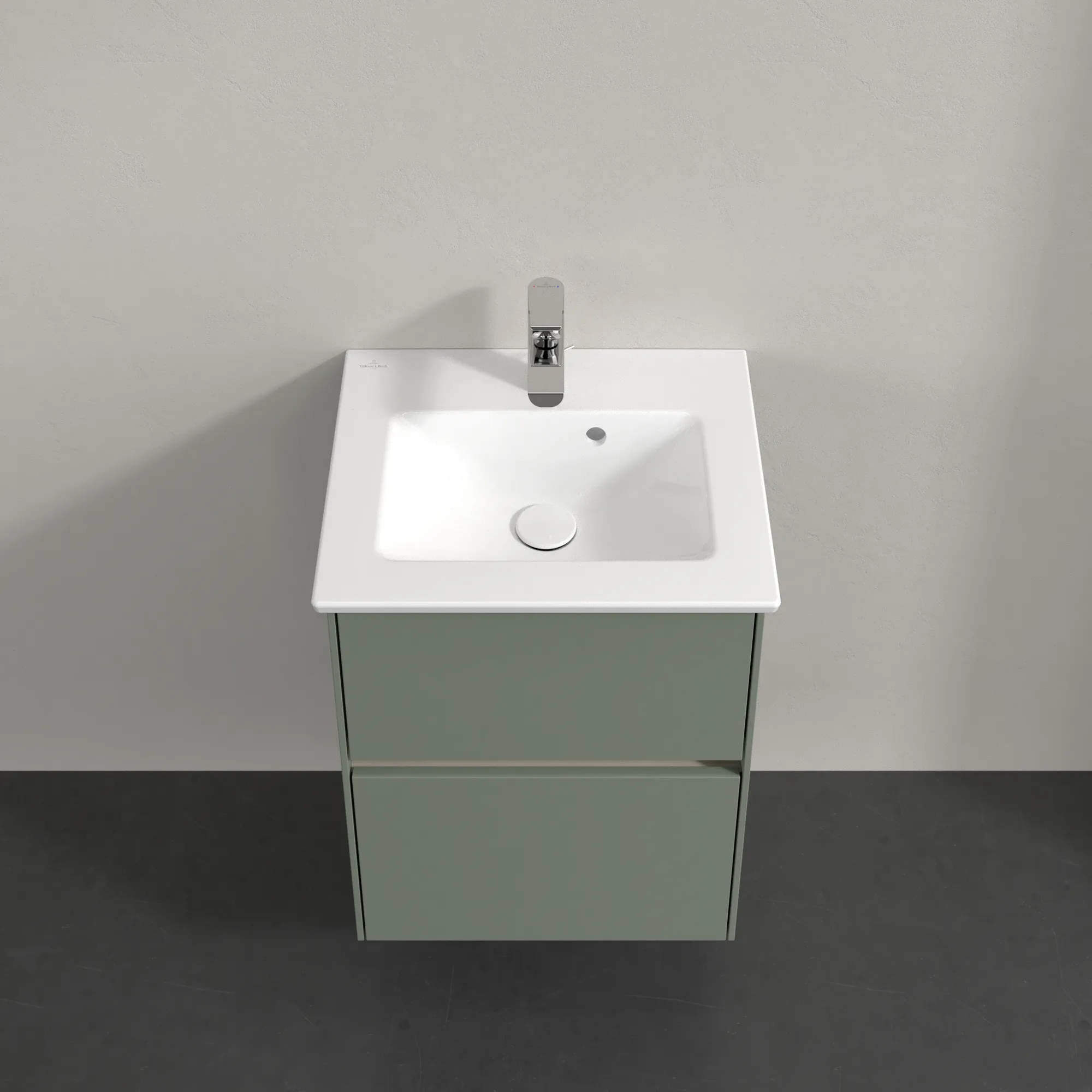Villeroy & Boch Waschtischunterschrank „Collaro“ 472 × 610 × 404 mm Soft Green, mit Beleuchtung, für Becken mittig Villeroy & Boch Waschtischunterschrank „Collaro“ 472 × 610 × 404 mm Soft Green, mit Beleuchtung, für Becken mittig
