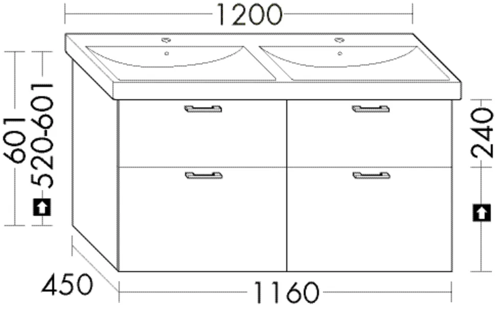 Waschtischunterschrank Sys30 von burgbad – 116 cm breit, 45 cm tief, 60,1 cm hoch, 2 Schubladen oben mit Siphonausschnitt, 2 Auszüge unten Waschtischunterschrank Sys30 von burgbad – 116 cm breit, 45 cm tief, 60,1 cm hoch, 2 Schubladen oben mit Siphonausschnitt, 2 Auszüge unten